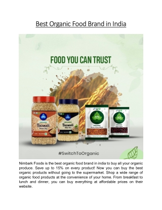 Best Organic Food Brand in India