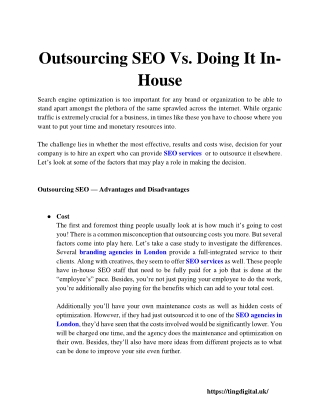 Outsourcing SEO Vs. Doing It In-House