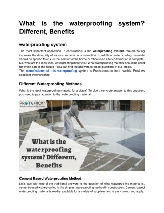 What is the waterproofing system_ Different, Benefits