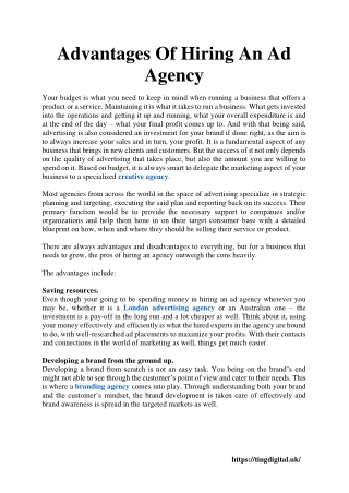 Advantages Of Hiring An Ad Agency