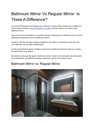 Bathroom Mirror Vs Regular Mirror: Is There A Difference?