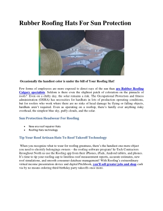 Roofing Hats for Sun Protection
