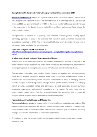 Neurophotonics Market Growth Factors, Emerging Trends and Opportunities to 2029