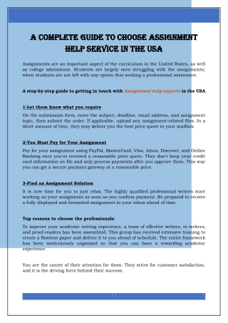 A complete guide to choose assignment help service in the USA