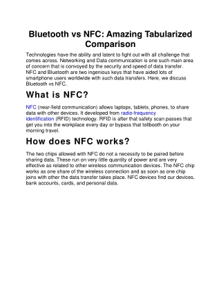 Bluetooth vs NFC