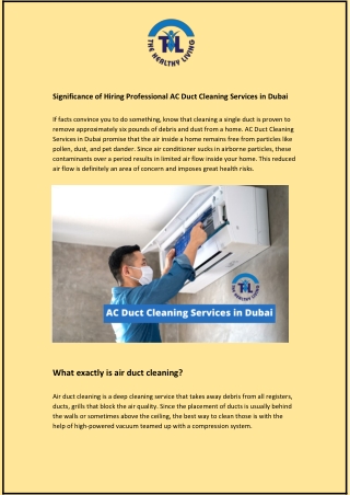 Hiring Professional AC Duct Cleaning Services in Dubai