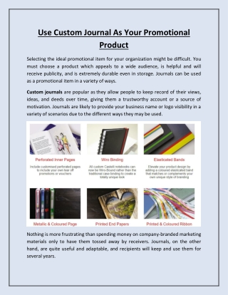 Use Custom Journal As Your Promotional Product