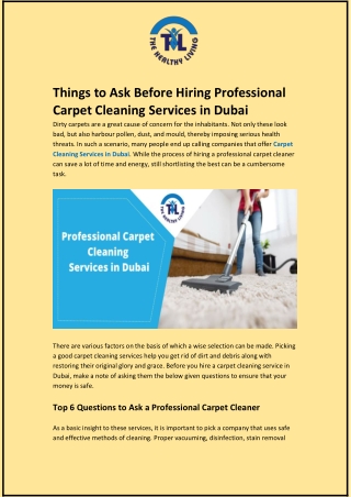 Things to Ask Before Hiring Professional Carpet Cleaning Services in Dubai
