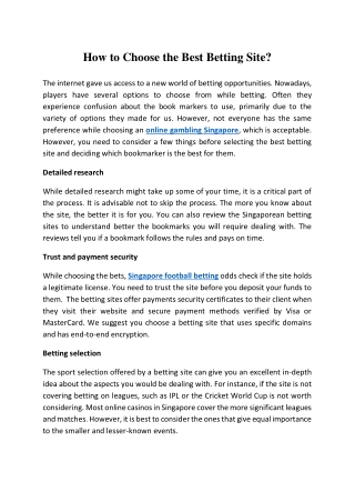 How to Choose the Best Betting Site?