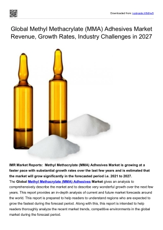 Global Methyl Methacrylate (MMA) Adhesives Market Revenue, Growth Rates, Industr