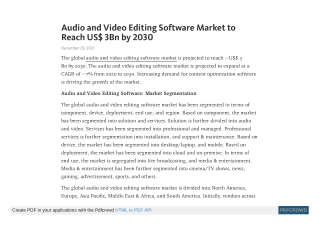 Audio and Video Editing Software Market to Reach US$ 3Bn by 2030