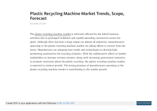 Plastic Recycling Machine Market Trends, Scope, Forecast by 2031