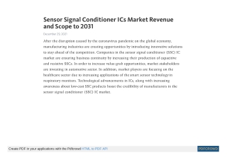 Sensor Signal Conditioner ICs Market Revenue and Scope to 2031