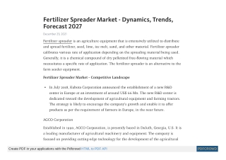 Fertilizer Spreader Market - Dynamics, Trends, Forecast 2027
