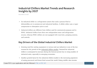 Industrial Chillers Market Trends and Research Insights by 2027