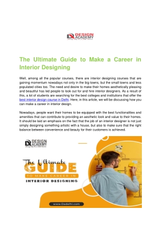 The Ultimate Guide to Make a Career in Interior Designing