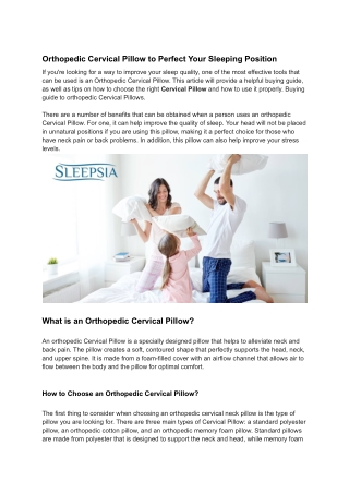 Orthopedic Cervical Pillow to Perfect Your Sleeping Position