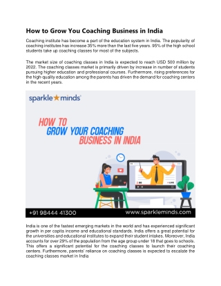 How to Grow  Your Coaching Business in India-Sparkleminds