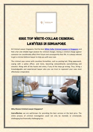 White-Collar Criminal Lawyers In Singapore