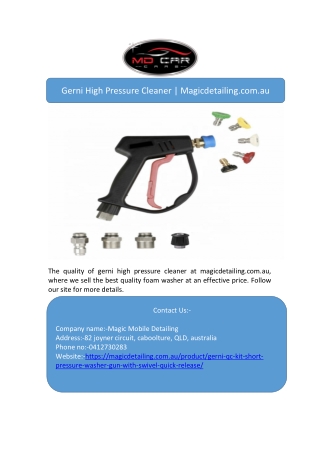 Gerni High Pressure Cleaner | Magicdetailing.com.au