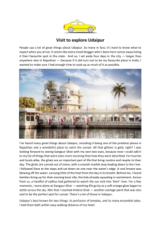 Visit to explore Udaipur