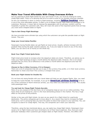 Make Your Travel Affordable With Cheap Overseas Airfare