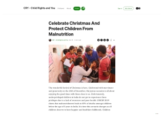 Celebrate Christmas And Protect Children From Malnutrition
