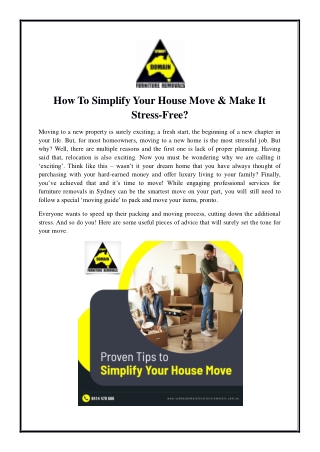 How To Simplify Your House Move & Make It Stress-Free?