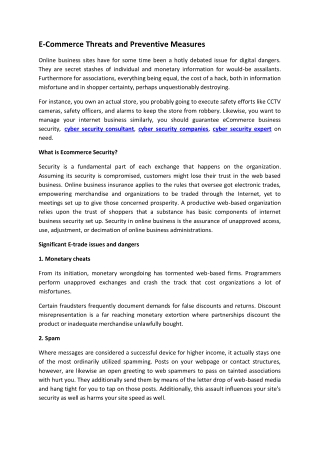E-commerce threats and Preventive Measures