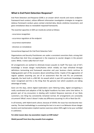 What Is End Point Detection Response