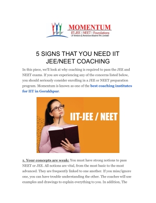 5 SIGNS THAT YOU NEED IIT JEE_NEET COACHING