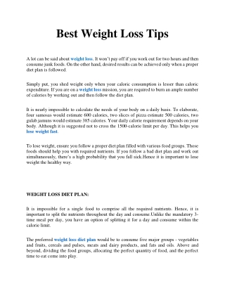 Best Weight Loss Tips