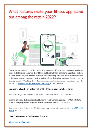 What features make your fitness app stand out among the rest in 2022