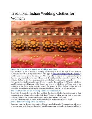 Traditional Indian Wedding Clothes for Women?