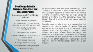 Peak Design Tripod in Singapore: Travel Easy and Take Sharp Photos