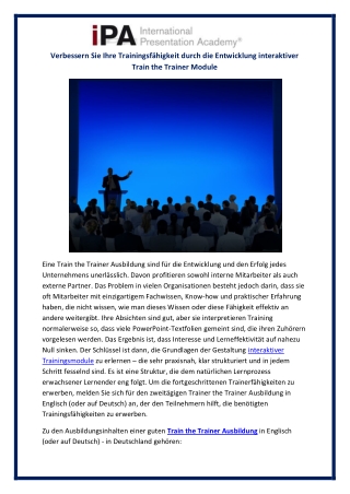 Train the Trainer Ausbildung