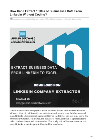 How Can I Extract 1000s of Businesses Data From LinkedIn Without Coding