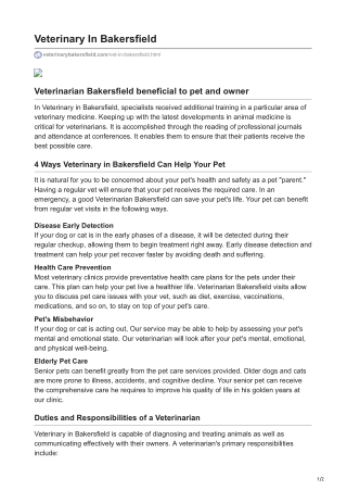 Veterinary In Bakersfield