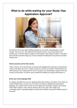What to do while waiting for your Study Visa Application Approval