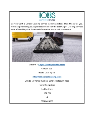 Carpet Cleaning Berkhamsted  Hobbscarpetcleaning.co.uk