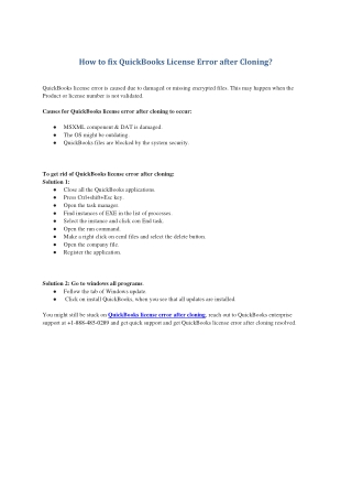 How to fix QuickBooks License Error after Cloning?