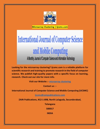 Microarray Clustering  Ijcsmc.com