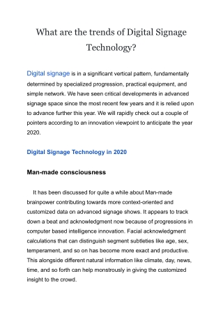 What are the trends of Digital Signage Technology