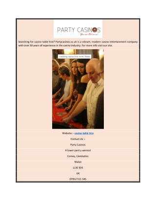 Casino Table Hire Partycasinos.co.uk