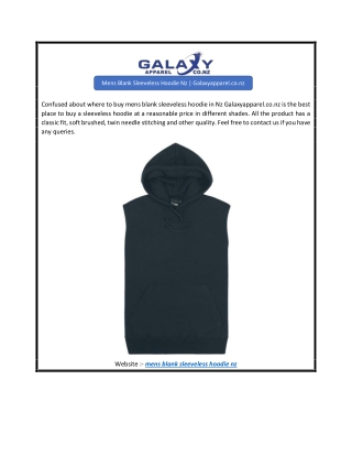 Mens Blank Sleeveless Hoodie Nz Galaxyapparel.co.nz