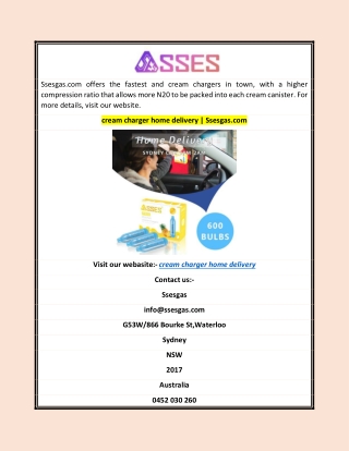 cream charger home delivery | Ssesgas.com
