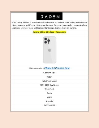 Iphone 13 Pro Slim Case | Raden.com