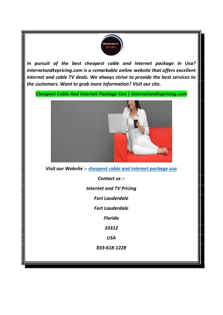 Cheapest Cable And Internet Package Usa  Internetandtvpricing.com