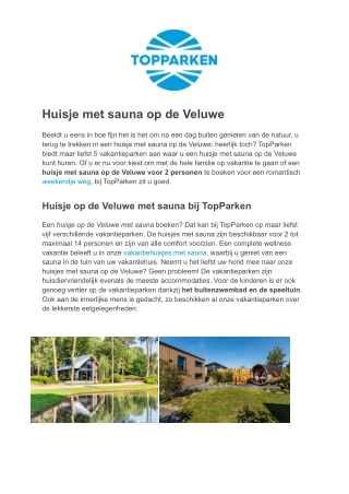 TopParken - Huisje met sauna Veluwe