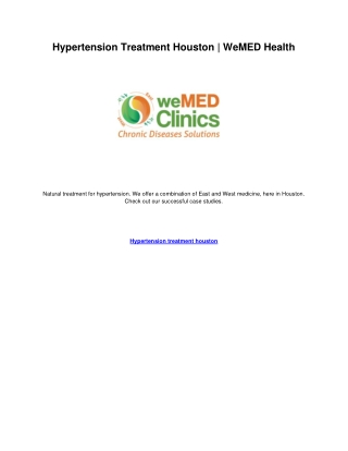 Hypertension treatment houston